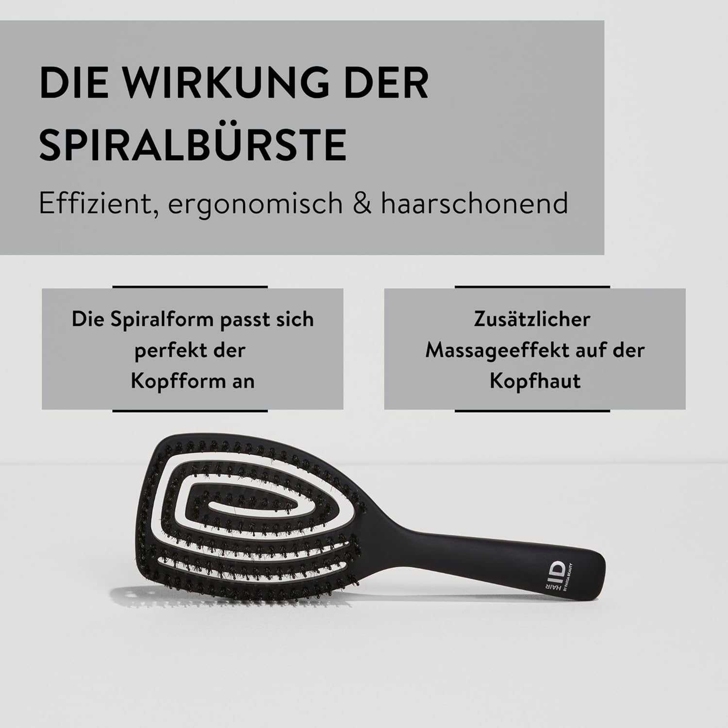 PARSA Beauty Hair ID Seidenglanz Spiralbürste – Magic Glow Naturborsten mit Seidenprotein, flexibler Kopf für sanfte Kopfhautmassage, reduziert Frizz - 4