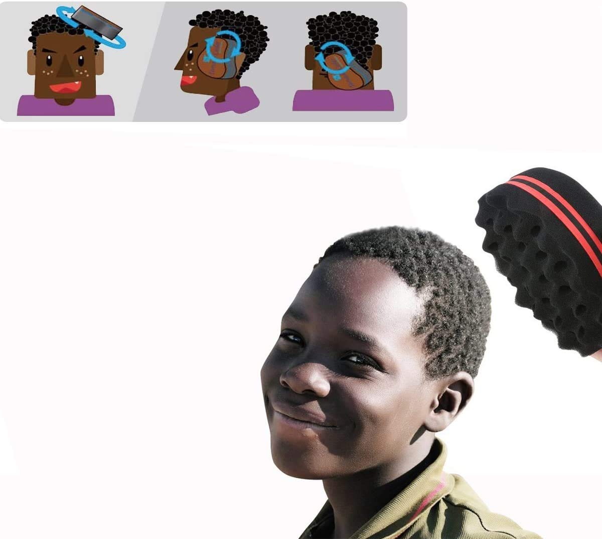 2er Set Afro Braid Haar-Schwamm – Doppelseitige Twist & Coil Sponge für Locken & Dreadlocks, sanftes Schaumstoffmaterial, schnell 3–15 Min. - 6