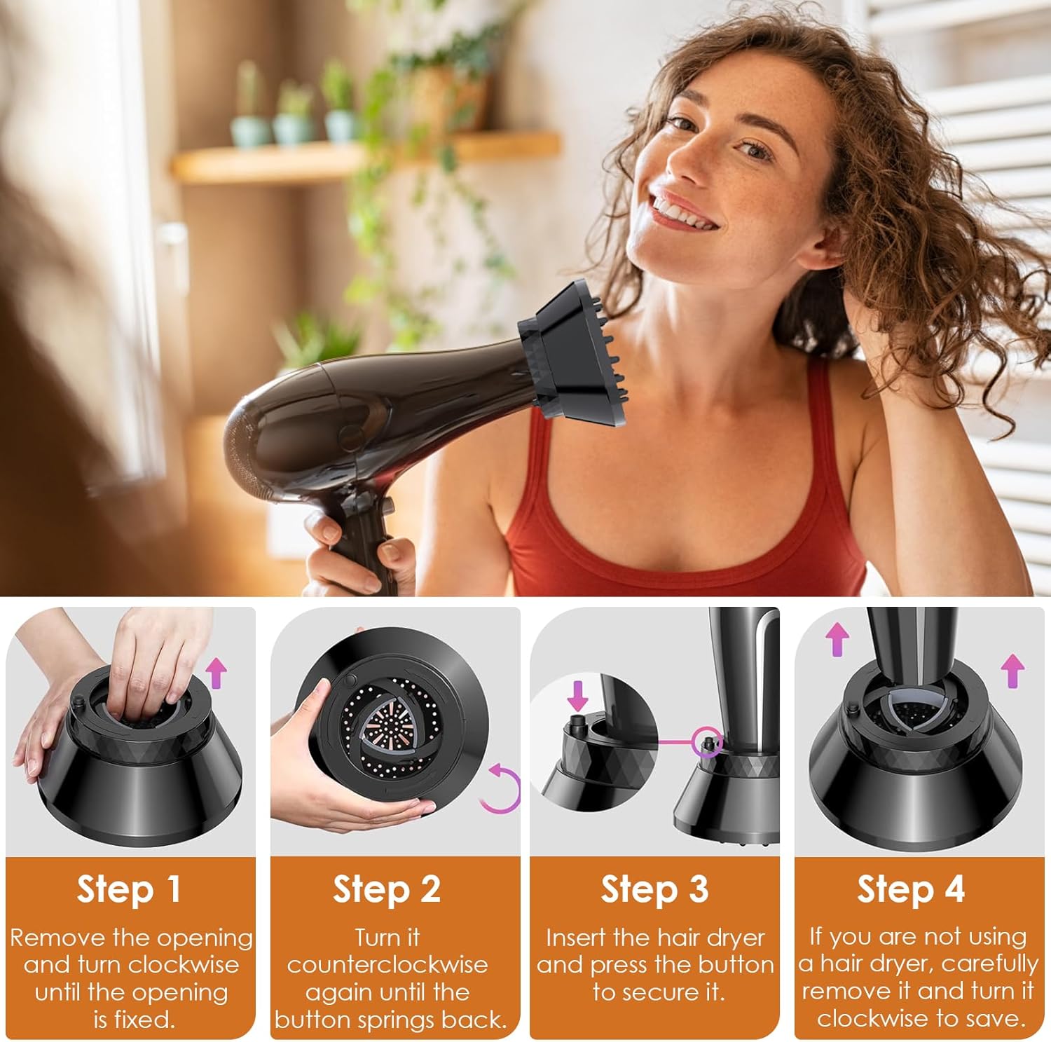 Universal Haartrockner Diffusor (faltbar, verstellbar) – kompatibel 1,65–3,14\ - 6