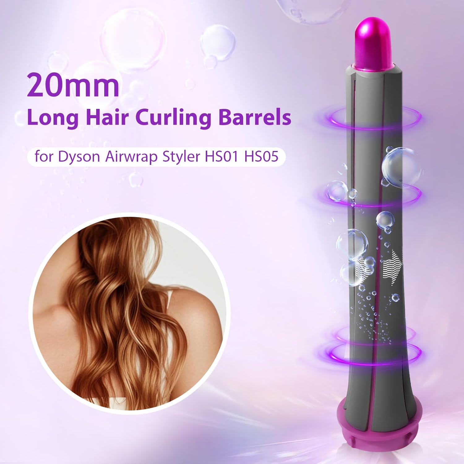 20 mm Lockenwickler-Aufsatz für Dyson Airwrap HS05/HS01 – 2er Set, hitzebeständig & automatische Zwei-Wege-Rotation für natürliche, langlebige Locken - 2