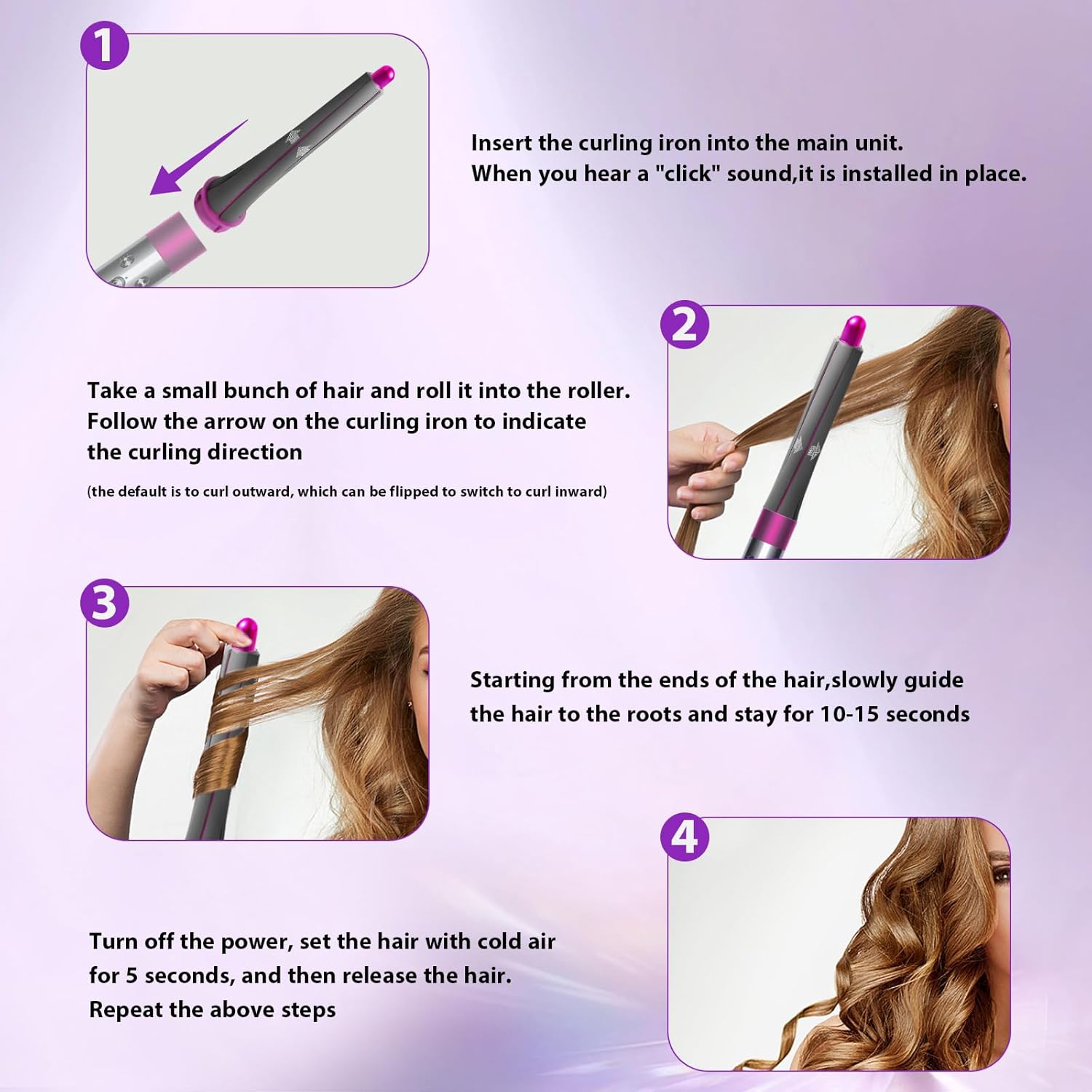 20 mm Lockenwickler-Aufsatz für Dyson Airwrap HS05/HS01 – 2er Set, hitzebeständig & automatische Zwei-Wege-Rotation für natürliche, langlebige Locken - 4