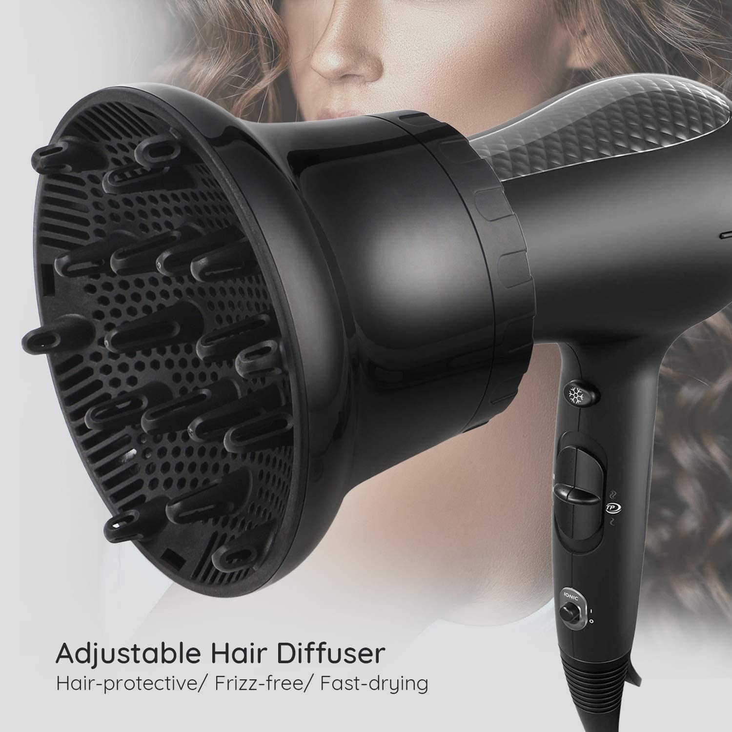 Universeller Haartrockner-Diffusor (Ø 3,6–6,6 cm) | Hitzebeständiges ABS, verstellbar & rutschfest – Für definierte Locken & schnelleres Trocknen - 5