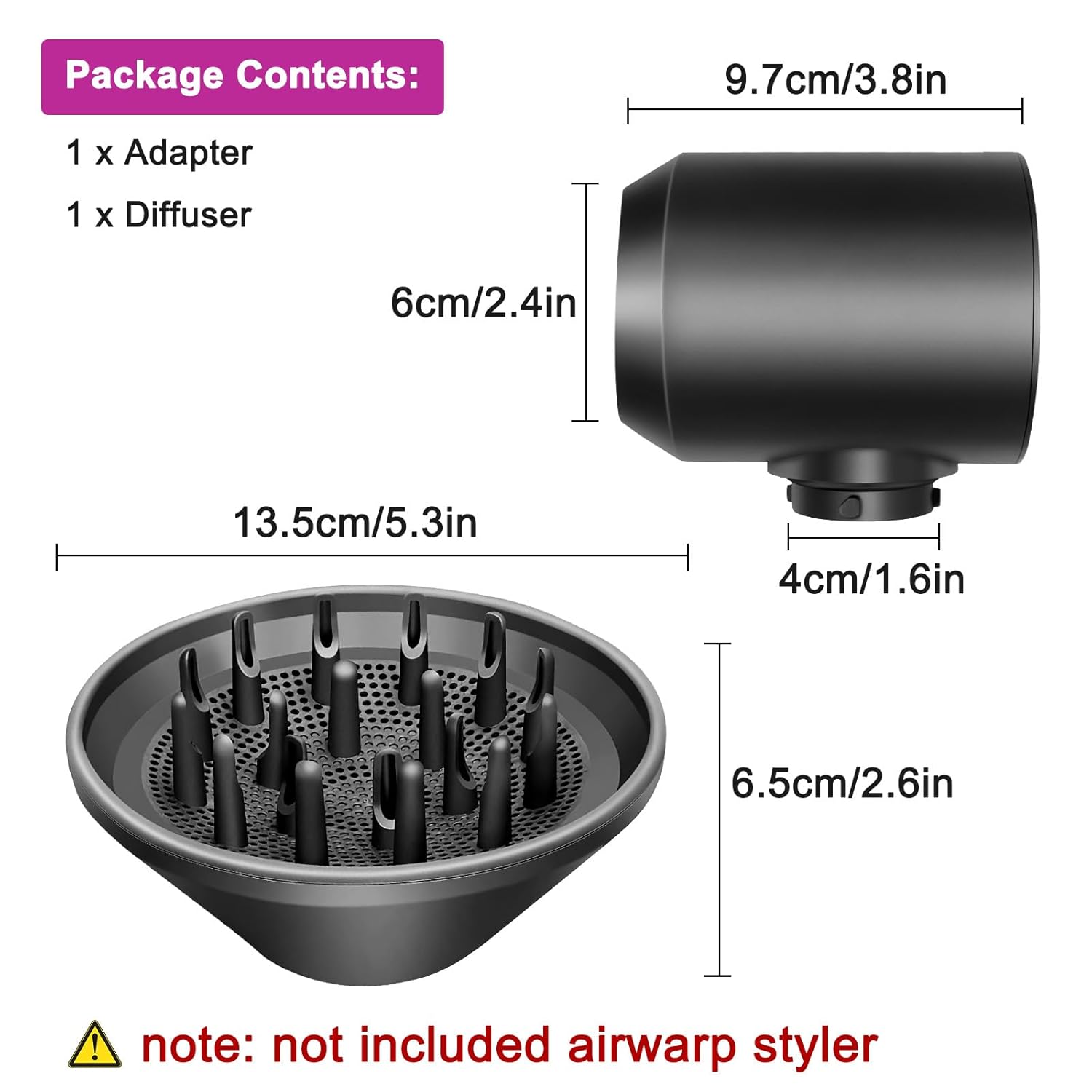 Dyson Airwrap Diffusor & verbesserter Adapter – hochwertiger, hitzebeständiger Aufsatz (1 Adapter, 1 Diffusor) für voluminöses, frizzreduziertes Haar - 7