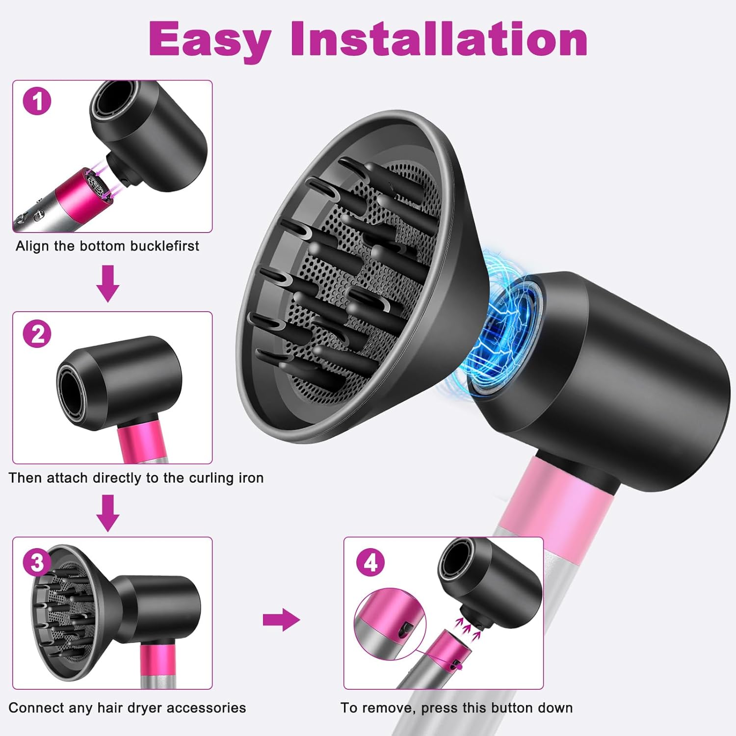 Dyson Airwrap Diffusor & verbesserter Adapter – hochwertiger, hitzebeständiger Aufsatz (1 Adapter, 1 Diffusor) für voluminöses, frizzreduziertes Haar - 6