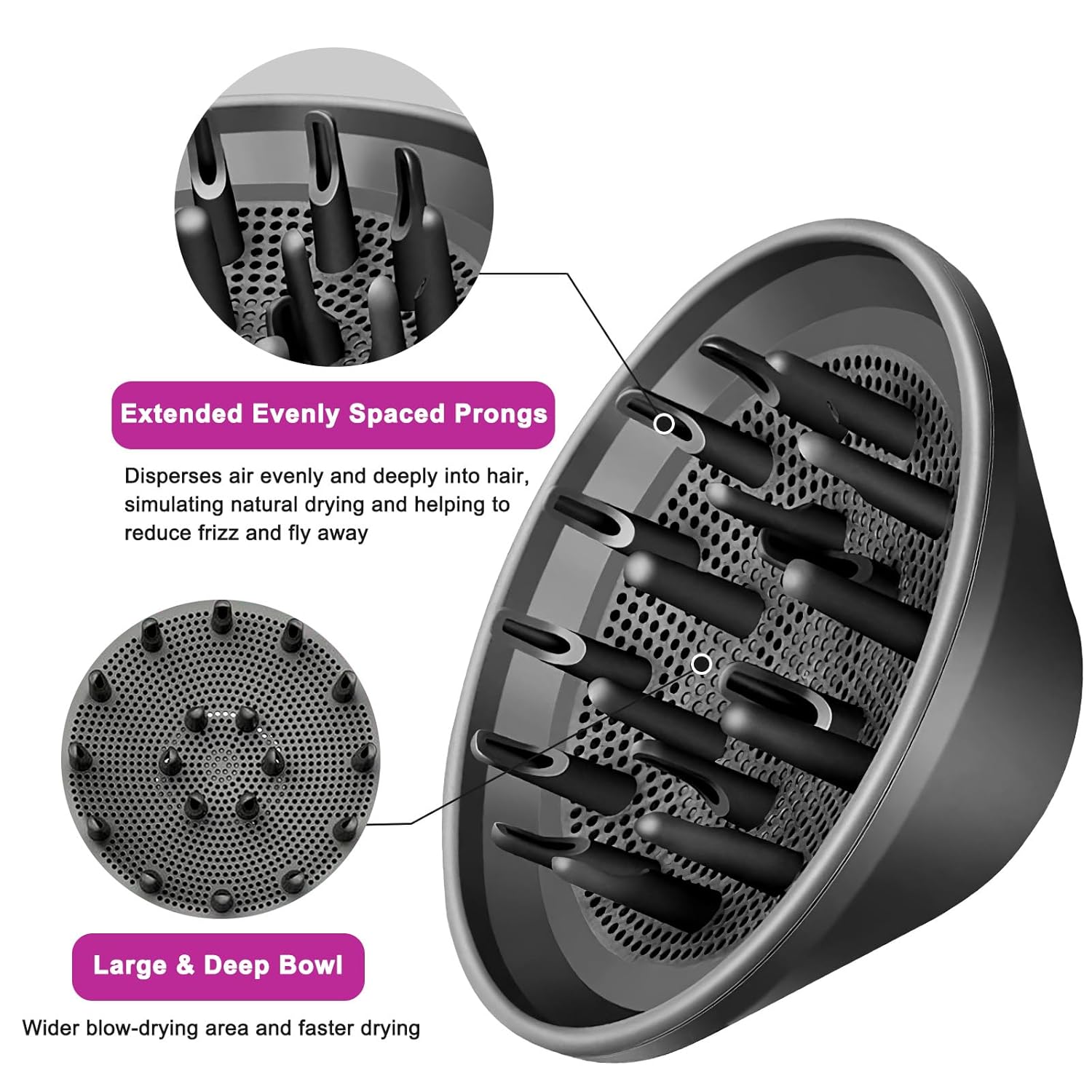 Dyson Airwrap Diffusor & verbesserter Adapter – hochwertiger, hitzebeständiger Aufsatz (1 Adapter, 1 Diffusor) für voluminöses, frizzreduziertes Haar - 5