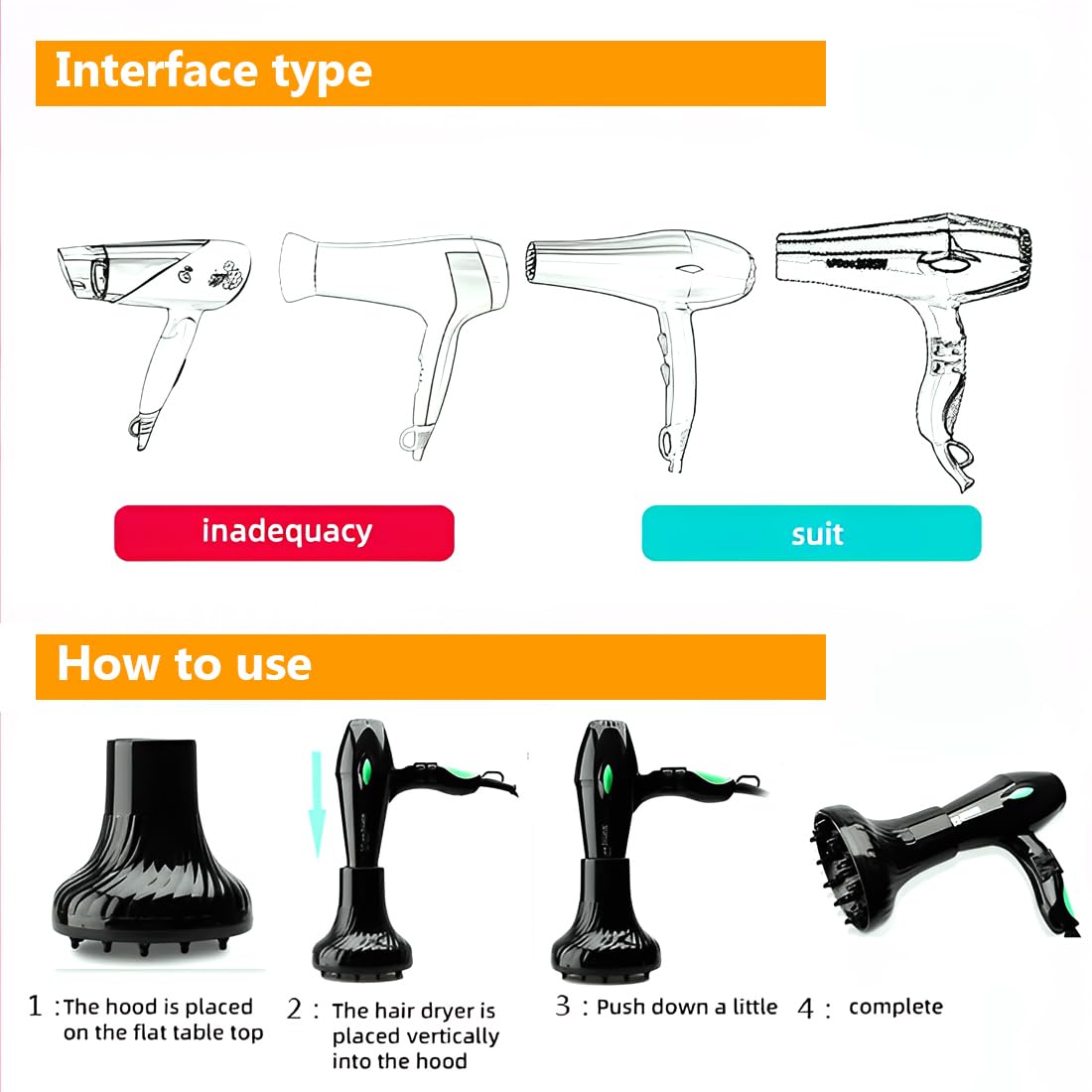 Universal Haar-Diffusor für Locken & Wellen – Anpassbar 4–4,8 cm, anti-Frizz, hitzeschützend PC, Volumen Booster für alle Föhne - 4