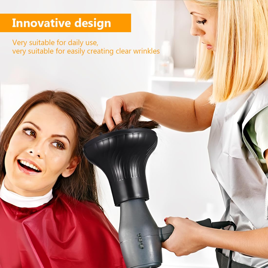 Universal Haar-Diffusor für Locken & Wellen – Anpassbar 4–4,8 cm, anti-Frizz, hitzeschützend PC, Volumen Booster für alle Föhne - 6