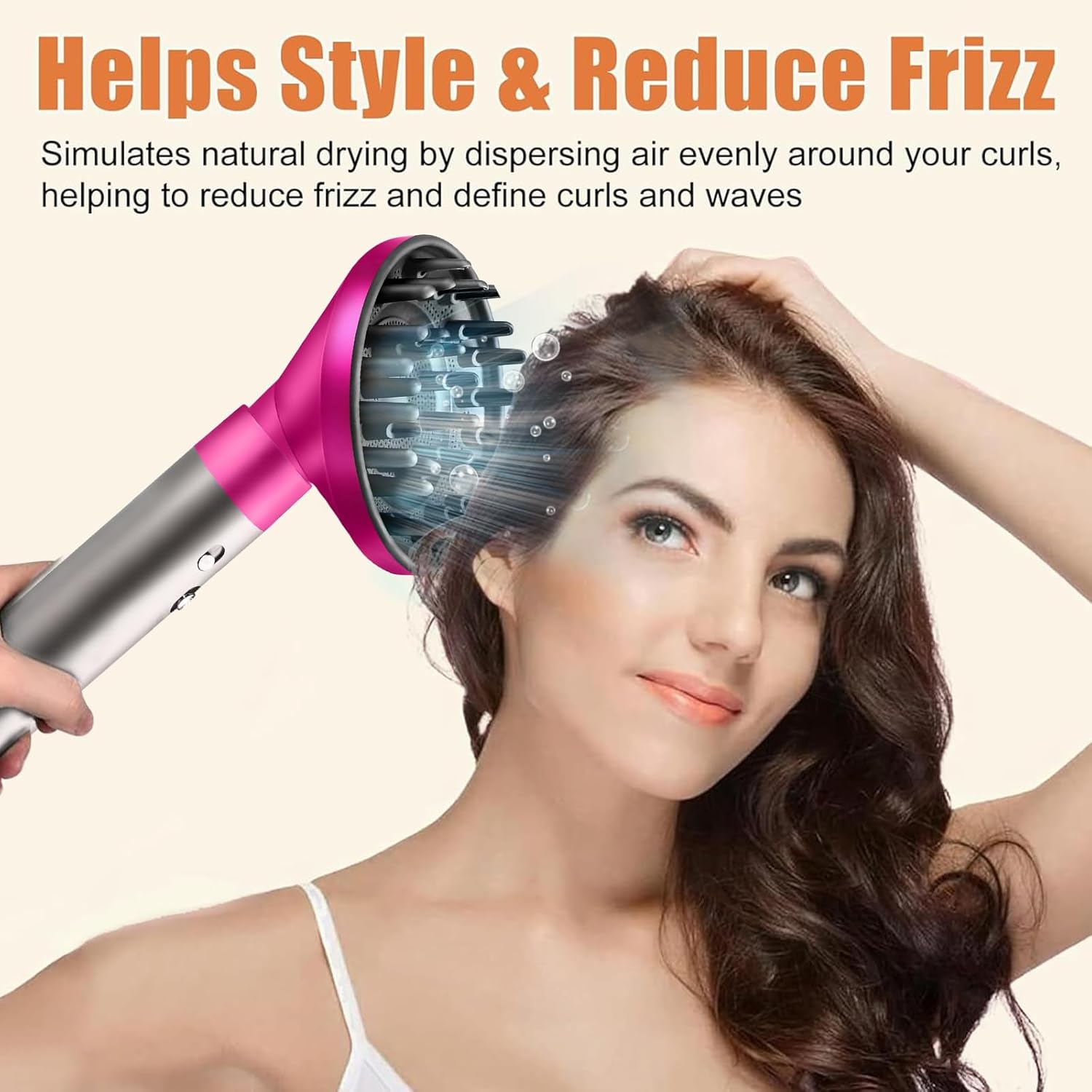 Verbesserter Diffusor-Aufsatz für Dyson Airwrap (HS05/HS03/HS01) – große Düse, lange Zinken, hitzeisolierend, reduziert Frizz - 3