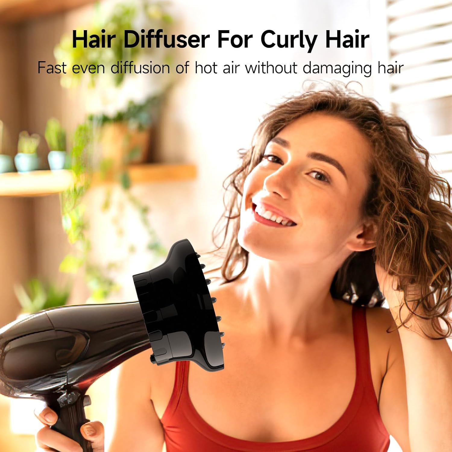 Haardiffusor Aufsatz universal 3,6–6,6 cm – Diffusor für lockiges Haar, anti-Frizz, tiefes Waben‑Design, robustes Silikon – Schwarz - 2