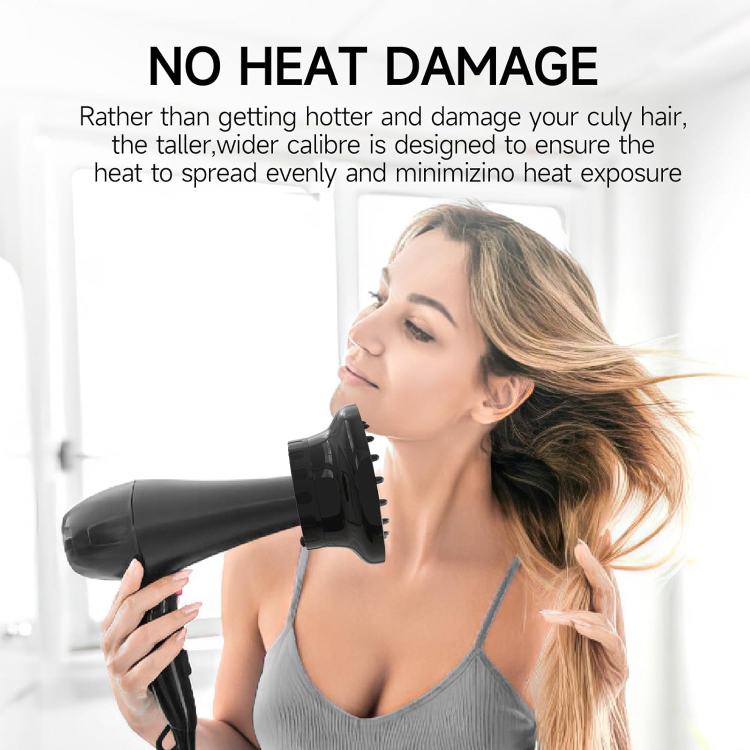 Haardiffusor Aufsatz universal 3,6–6,6 cm – Diffusor für lockiges Haar, anti-Frizz, tiefes Waben‑Design, robustes Silikon – Schwarz - 3