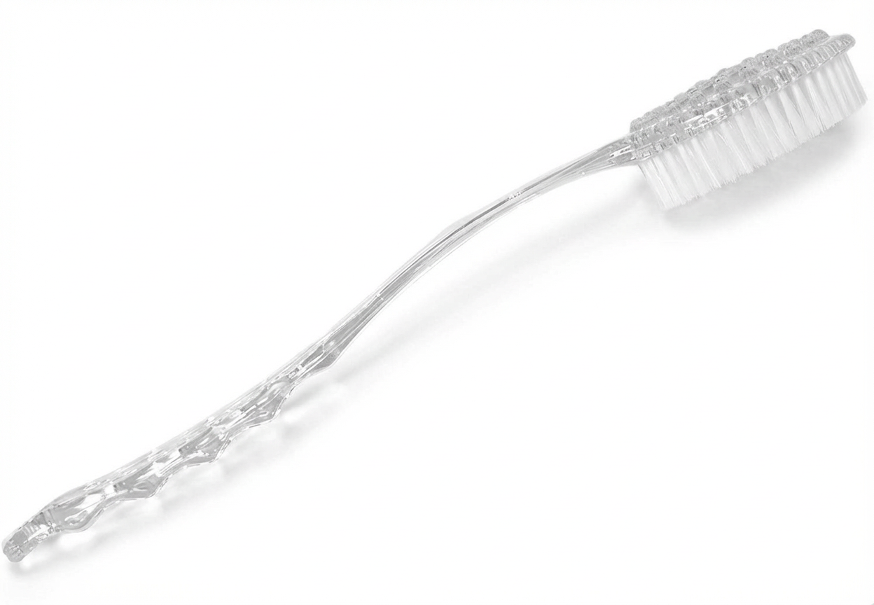 Lange Badbürste mit Klarem Griff – 35,6 cm, 3er-Set Nylon (mittel-weich), schnell trocknend & zum Aufhängen