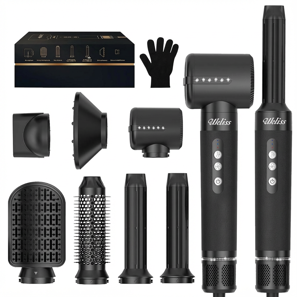 7‑in‑1 Haarstyler Warmluftbürste – UKLISS Föhnbürste mit 110.000 U/min Motor, Locken‑ & Glättbürste für alle Haartypen