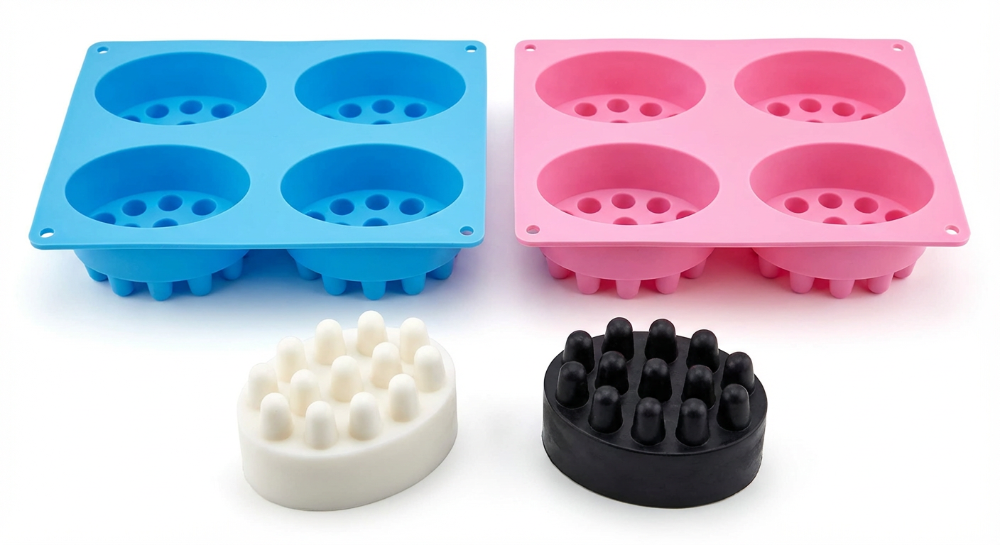 2er-Set 4-Fach Silikon-Massageformen für Kopfhaut – 3D-Haarkamm Eisformen für DIY-Haarmasken, langlebig & hitze‑/kältebeständig