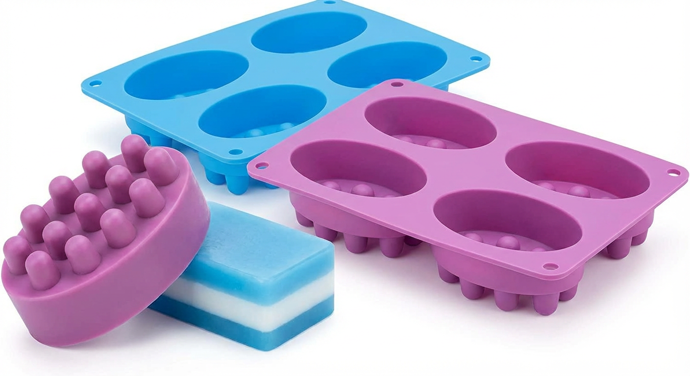 2er-Set 4-Fach Silikon-Massageformen für Kopfhaut – 3D-Haarkamm Eisformen für DIY-Haarmasken, langlebig & hitze‑/kältebeständig - 2