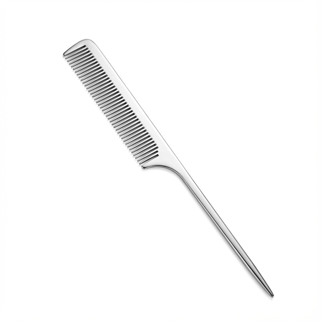 Haarkamm aus Edelstahl – antistatisch & hitzebeständig, feine und breite Zinken für schonendes Styling (Damen & Herren)