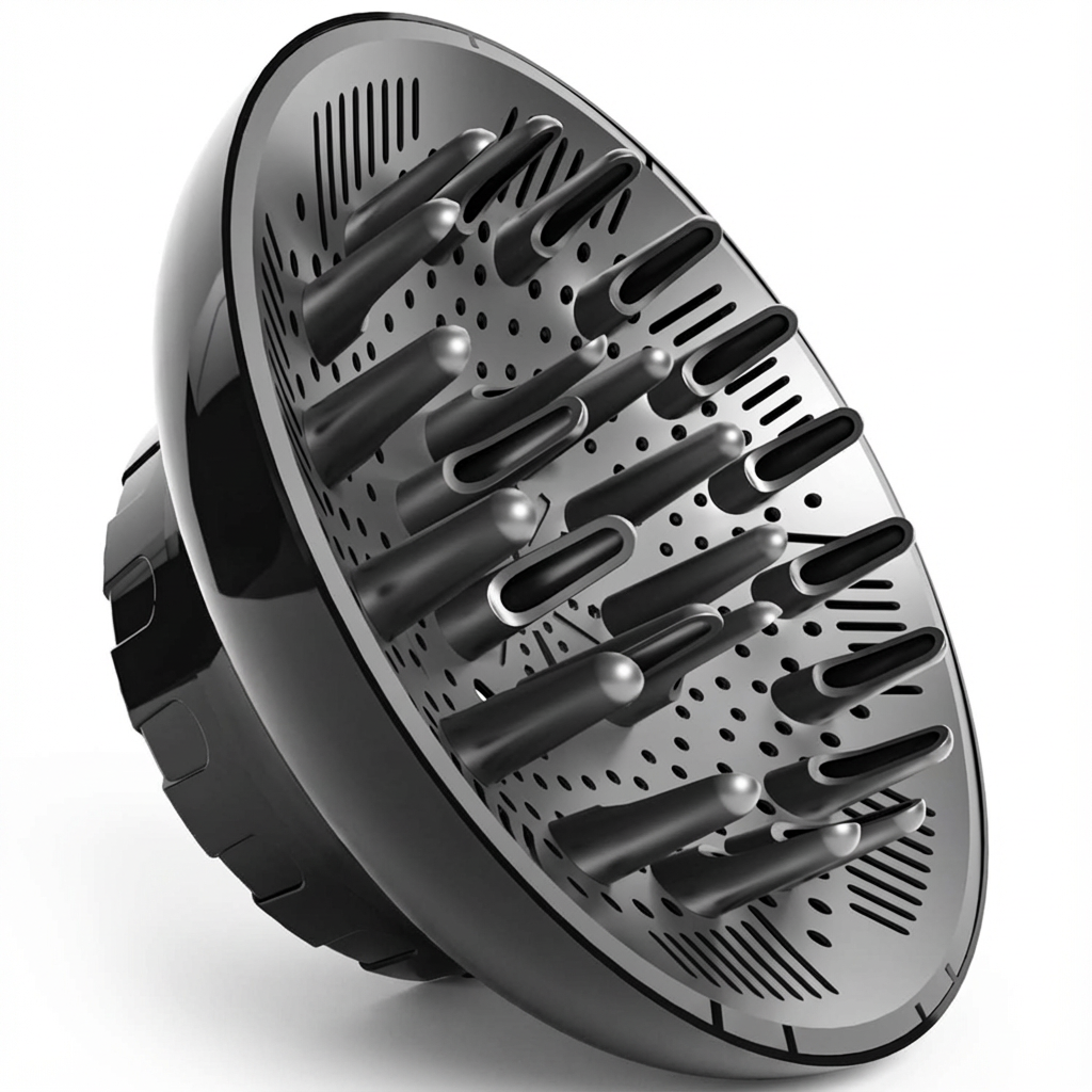 Haardiffusor Aufsatz universal 3,6–6,6 cm – Diffusor für lockiges Haar, anti-Frizz, tiefes Waben‑Design, robustes Silikon – Schwarz