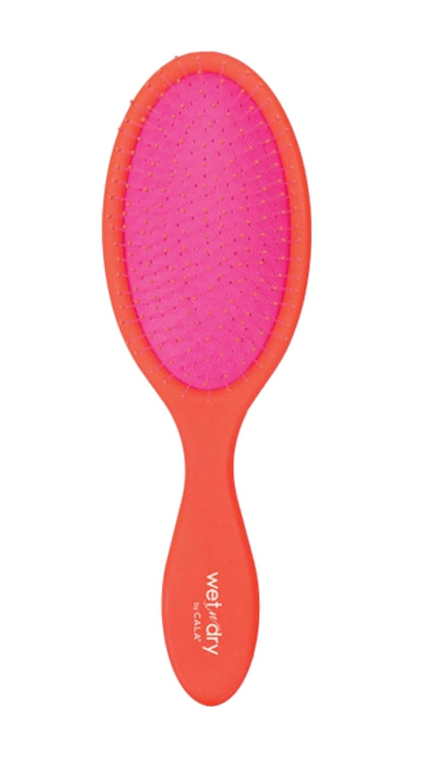 Wet‑N‑Dry Entwirrbürste für nasses & trockenes Haar – flexible weiche Borsten, hautschonend, stylische Farben (Orange/Hot Pink)