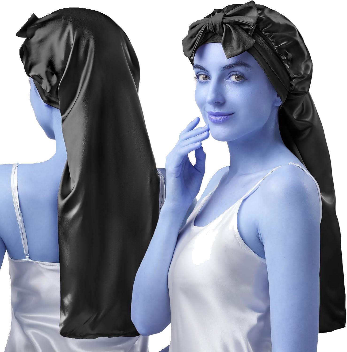 Umisleep 22 Momme Maulbeerseide Schlafmütze – doppellagig, atmungsaktiv für voluminöses Haar, verstellbares breites Band, Rosa - 9