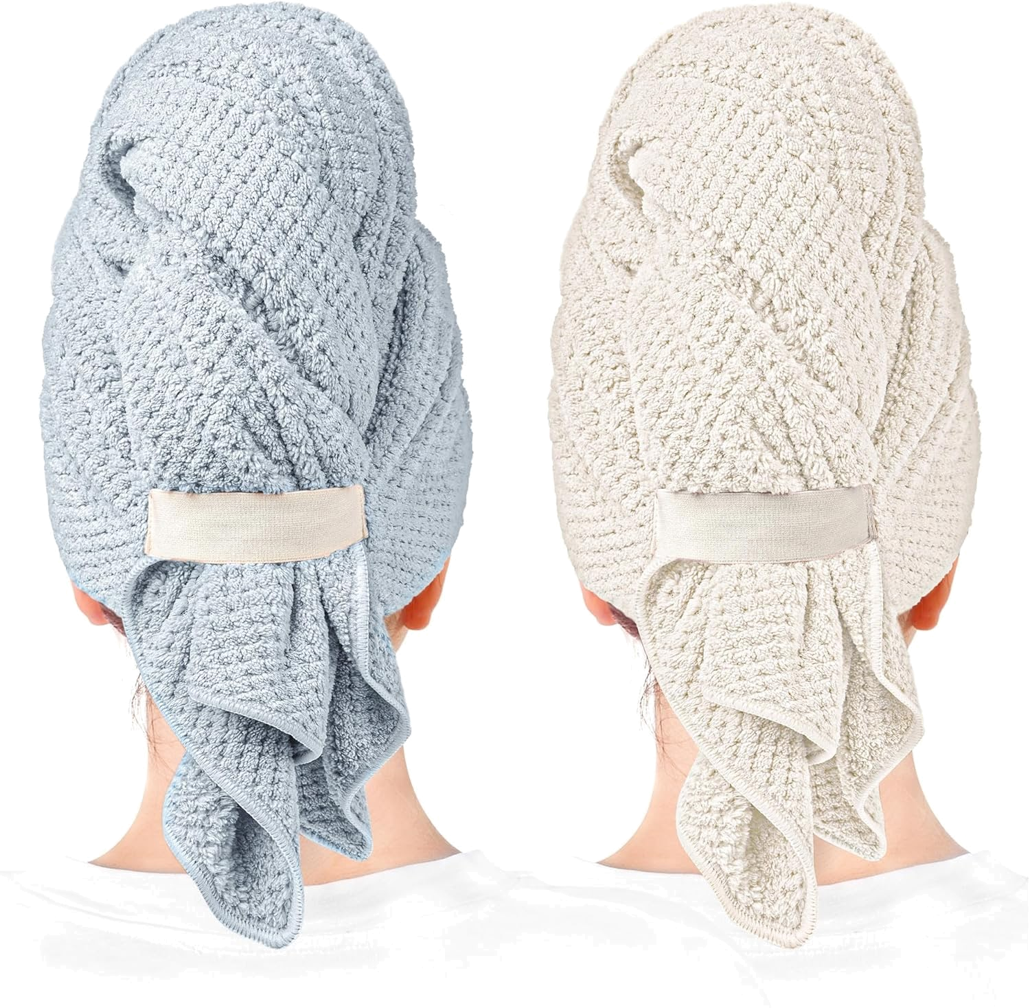 2er-Set Mikrofaser Haartücher für Damen – extra groß, schnell saugend & Anti-Frizz Turban für langes und lockiges Haar, schnell trocknend, hochwertig