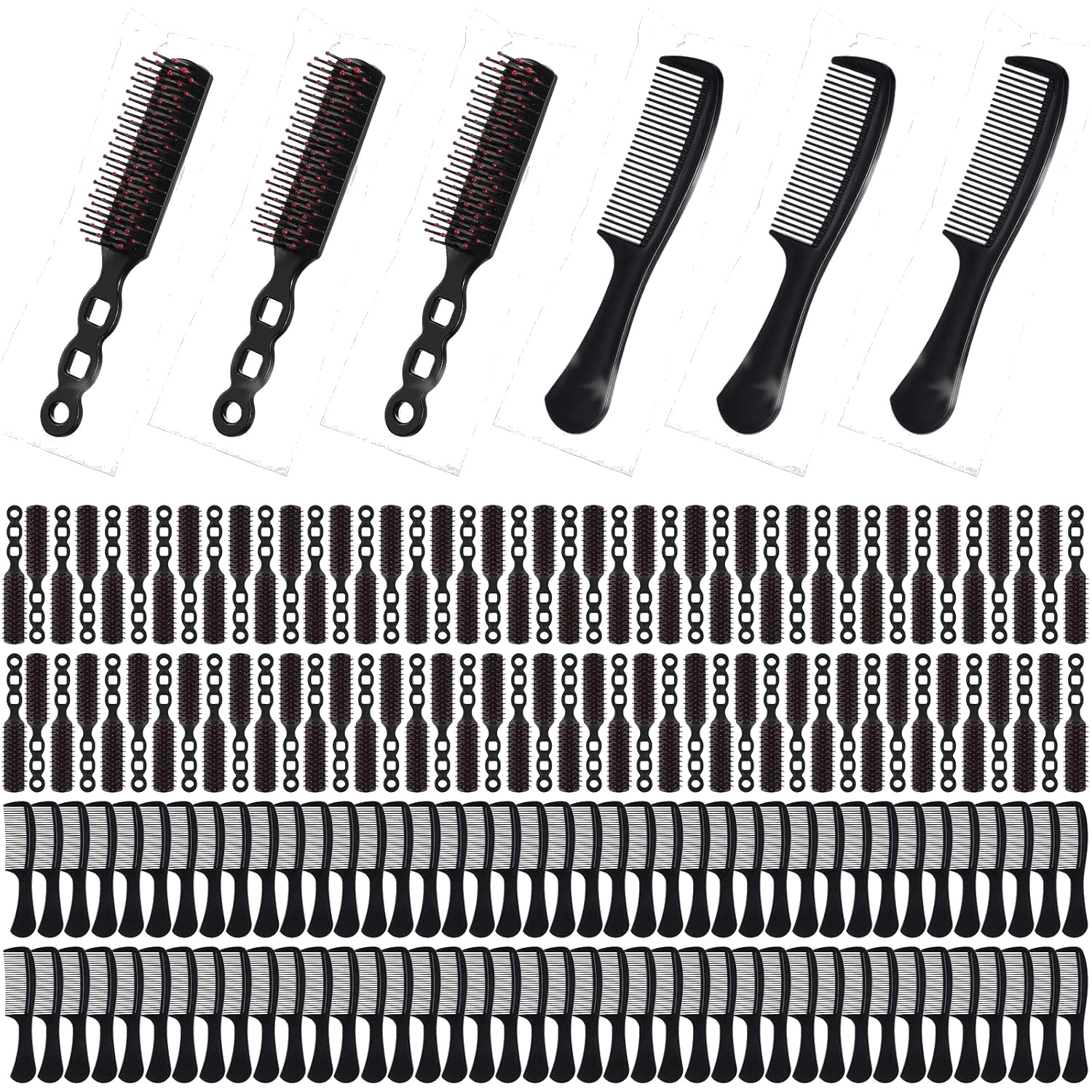 200-teiliges Haarbürsten- & Kamm-Set, einzeln verpackt – robuste Entwirrbürsten & breite Kämme für alle Haartypen, ideal für Shelter, Hotel & Pflege