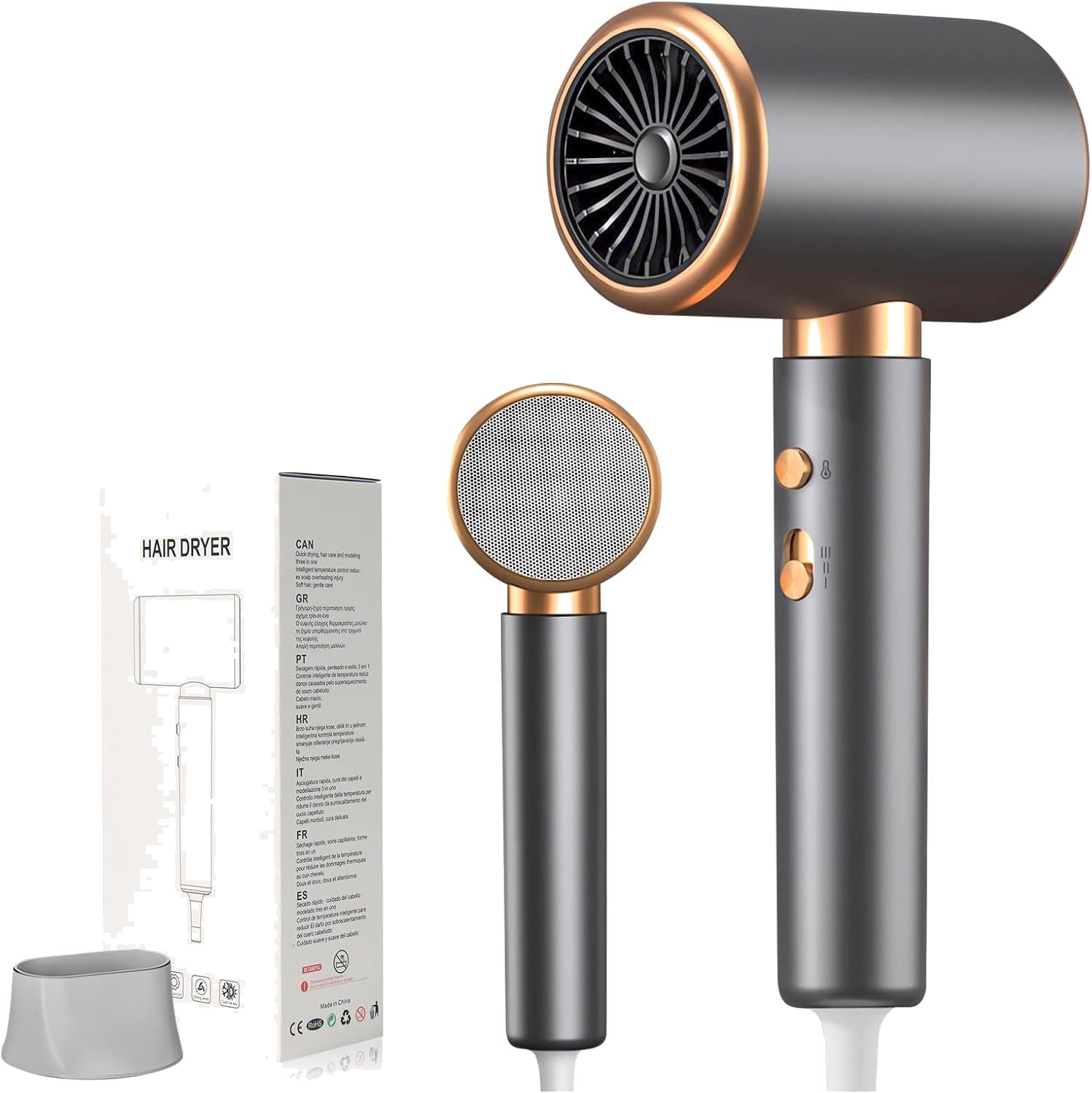 2000W Ionen-Haartrockner, professioneller Föhn mit 2 Geschwindigkeiten & 3 Temperaturstufen – leicht, geräuscharm, mit Überhitzungsschutz und Stylingdüse