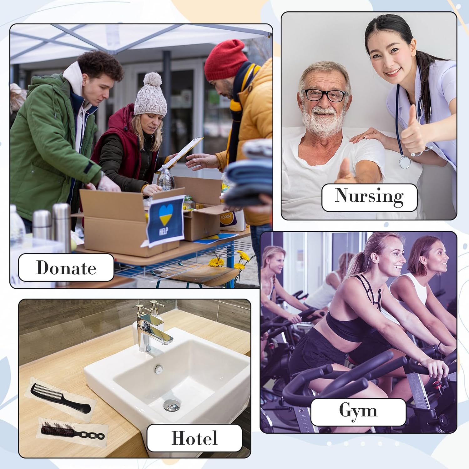 200-teiliges Haarbürsten- & Kamm-Set, einzeln verpackt – robuste Entwirrbürsten & breite Kämme für alle Haartypen, ideal für Shelter, Hotel & Pflege - 6