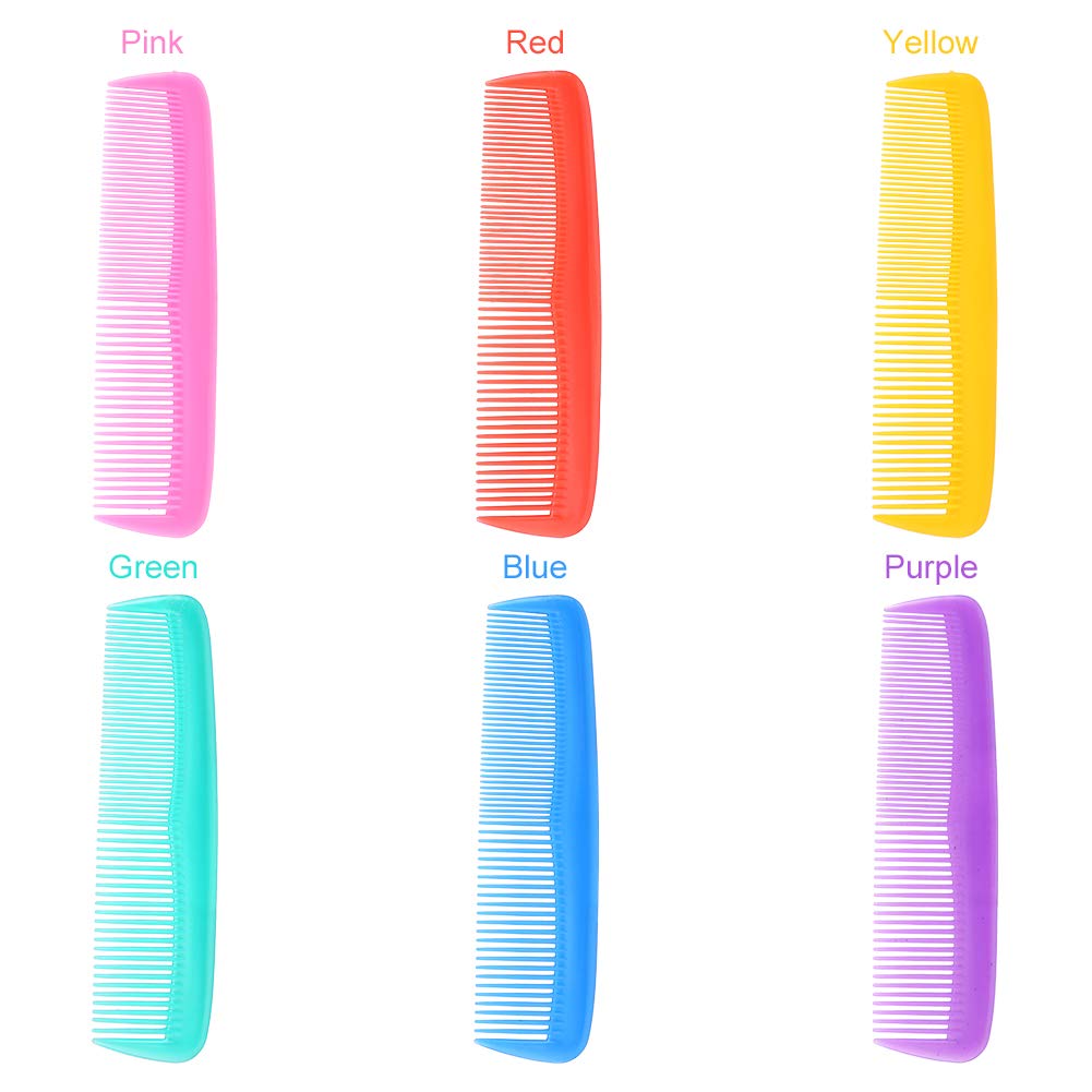 12-teiliges Haarkamm-Set | langlebiger, antistatischer Kunststoff – Taschengröße 12,7 cm, 6 Farben, ideal für Damen & Herren - 4