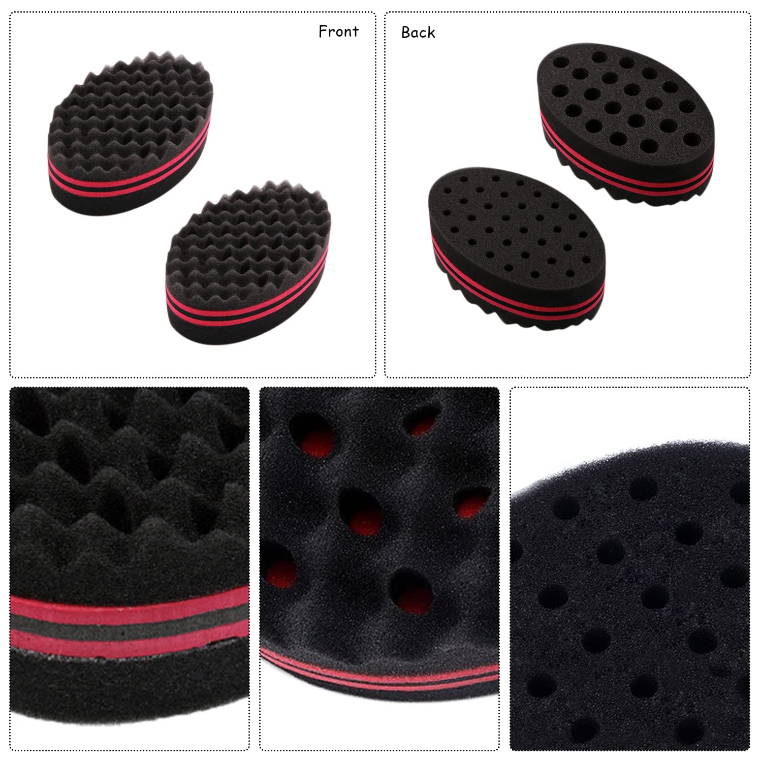 2er-Set ovale Schwammbürsten für lockiges Haar – doppelseitig mit Löchern Stylingkamm, weich & hautfreundlich - 3