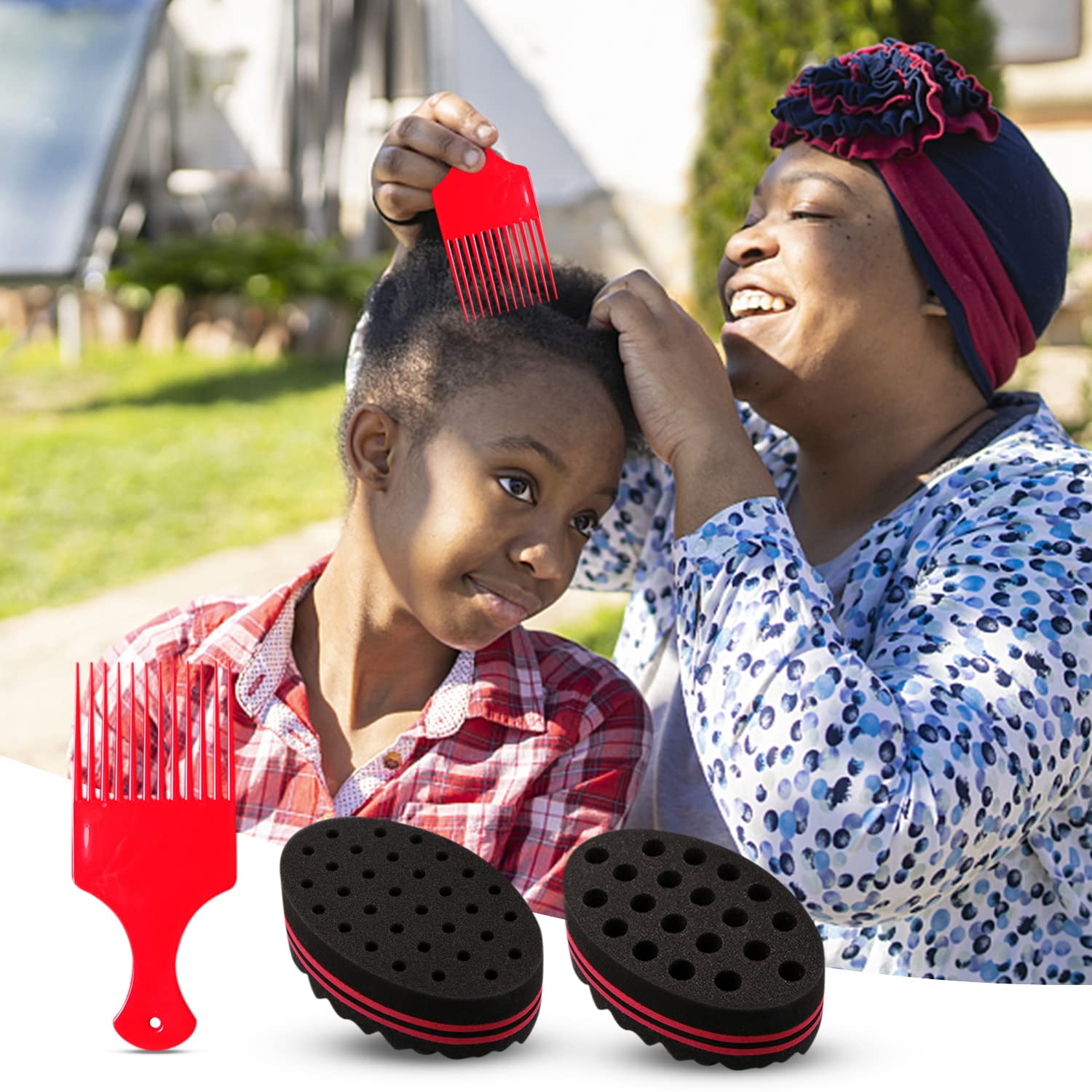 2er-Set ovale Schwammbürsten für lockiges Haar – doppelseitig mit Löchern Stylingkamm, weich & hautfreundlich - 5