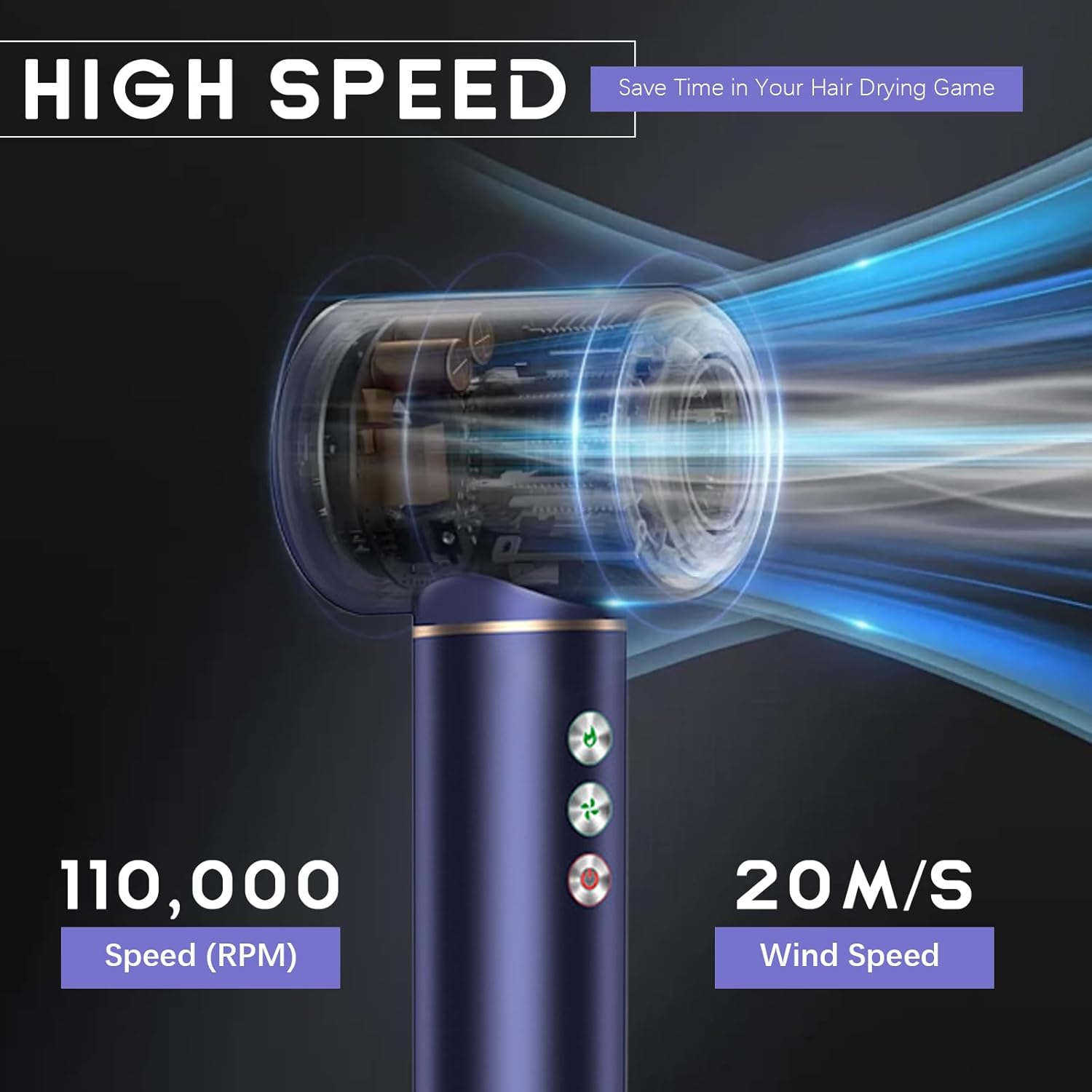 110.000 RPM Ionen Haartrockner & Stylingbürste – Multifunktional: Glätten, Locken, Volumen, Massagekamm, 1400W, leicht & leise - 8