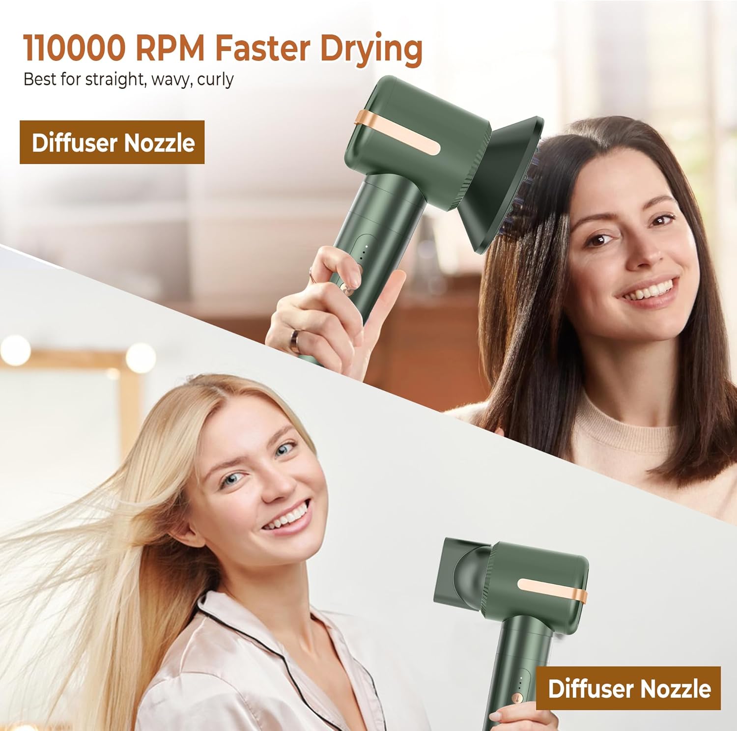 Atopskins 7‑in‑1 Warmluftbürste Airstyler – 110.000 U/min Ionen‑Haartrockner mit Air‑Lockenstab, Glätt‑ & Rundbürsten‑Set für Volumen, Glätten & Locken - 6