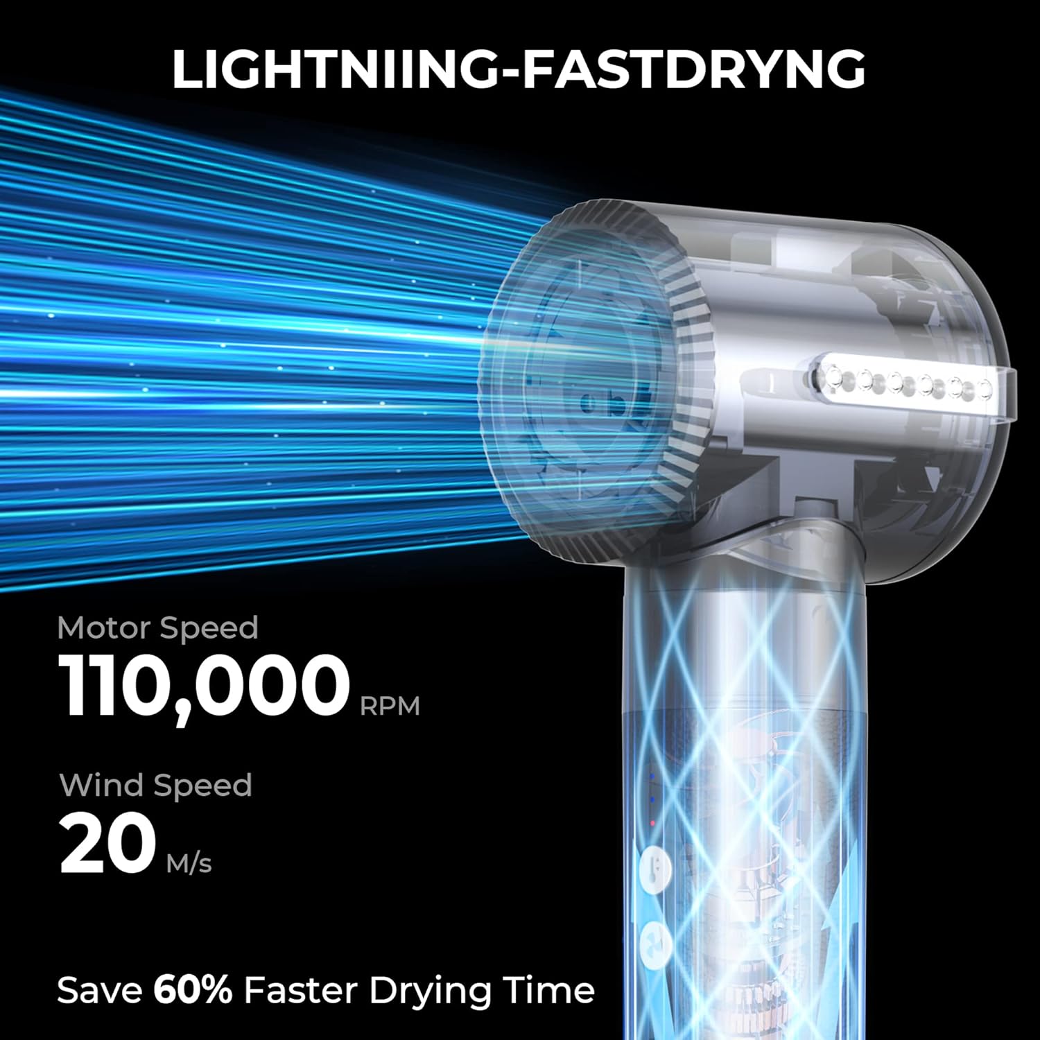 Atopskins 7‑in‑1 Warmluftbürste Airstyler – 110.000 U/min Ionen‑Haartrockner mit Air‑Lockenstab, Glätt‑ & Rundbürsten‑Set für Volumen, Glätten & Locken - 3