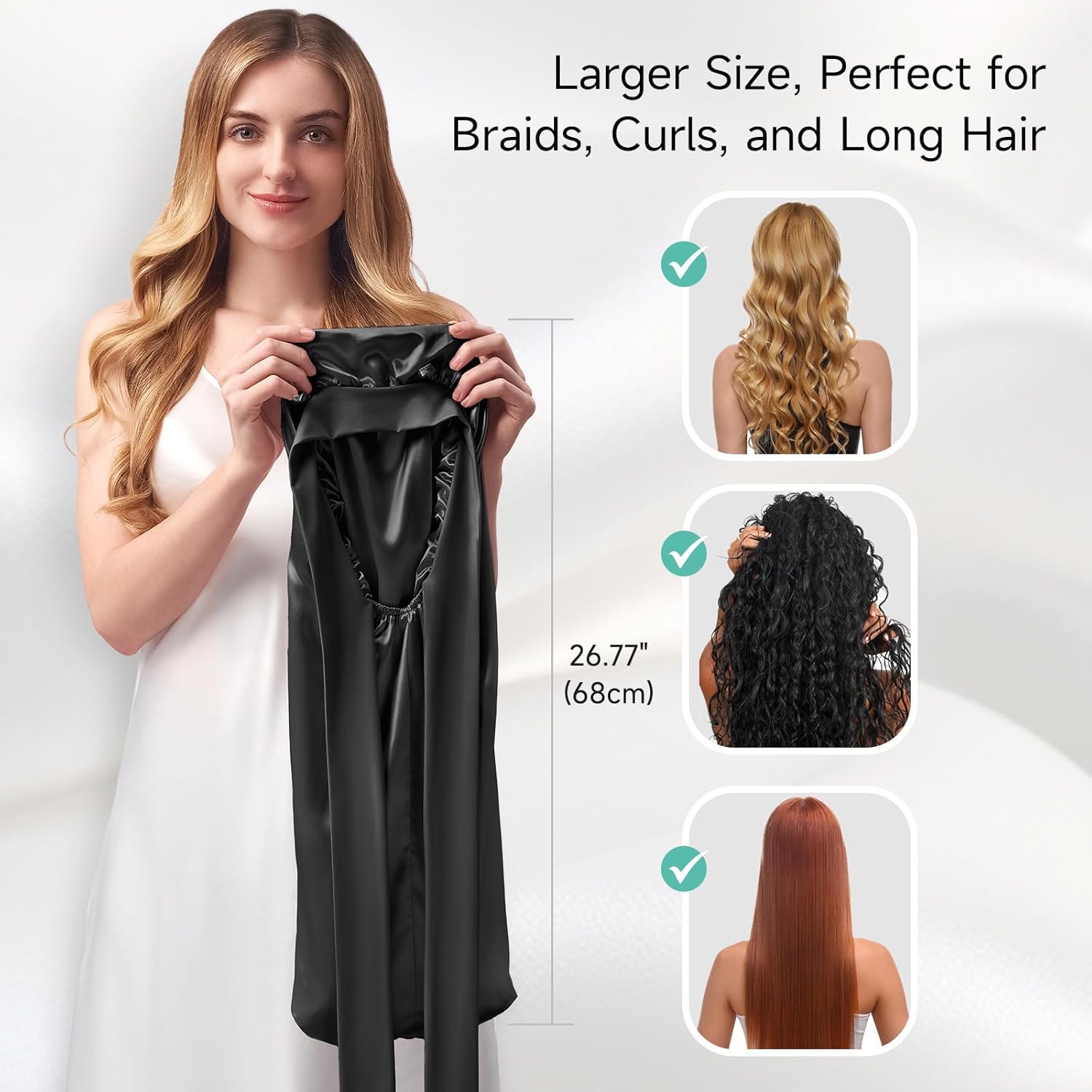 Umisleep 22 Momme Maulbeerseide Schlafmütze – doppellagig, atmungsaktiv für voluminöses Haar, verstellbares breites Band, Rosa - 13