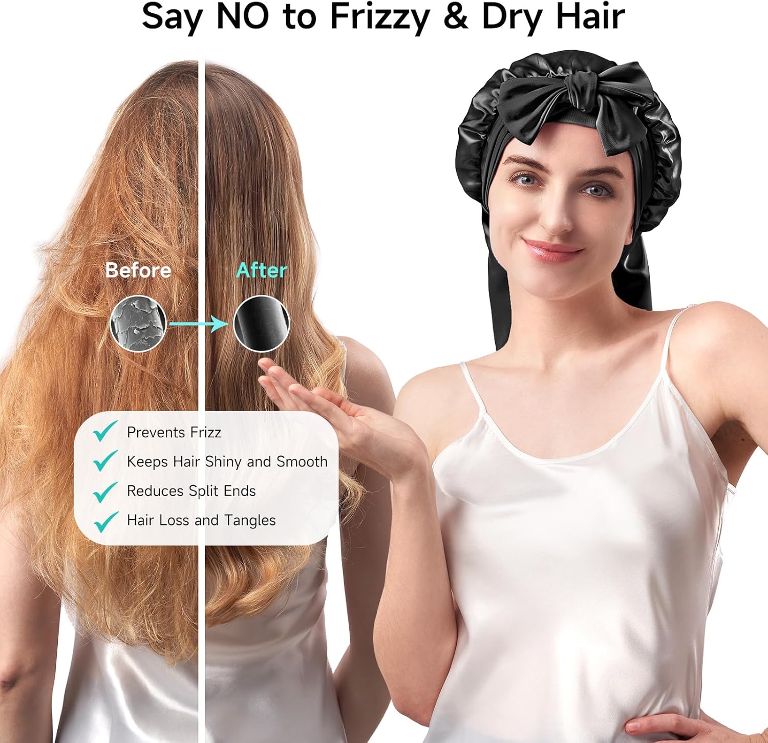 Umisleep 22 Momme Maulbeerseide Schlafmütze – doppellagig, atmungsaktiv für voluminöses Haar, verstellbares breites Band, Rosa - 11