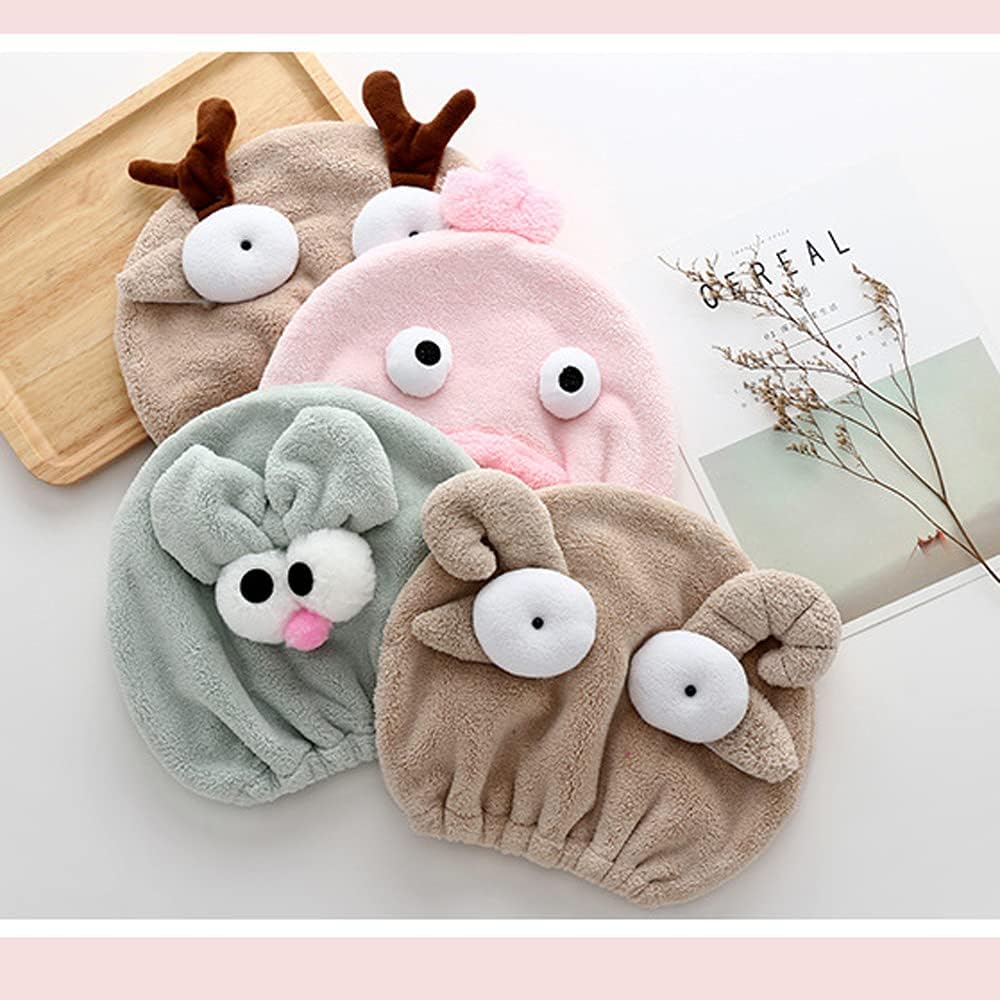 2er-Set Mikrofaser Haarturban für Kinder – saugfähige Trockenhaube 27×20 cm mit Elch- & Schaf-Motiv, schnell trocknend & hautfreundlich - 4